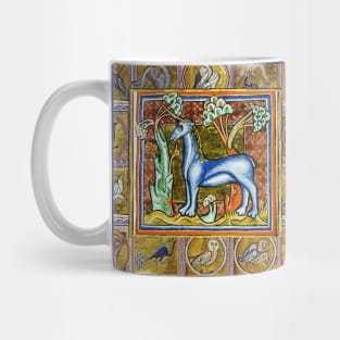 MEDIEVAL BESTIARY,UNICORN,FANTASTIC ANIMALS IN GOLD RED BLUE COLORS Mug